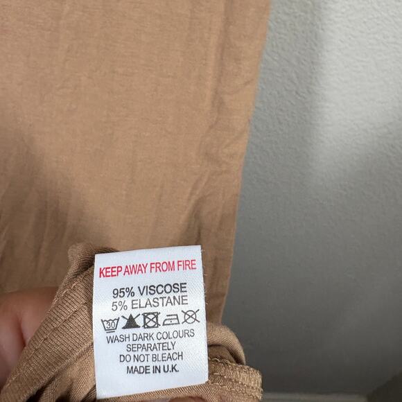 Missguided Size 6 Plunge Sheath Dress Camel Tan Hourglass Sleeveless Stretch - Picture 9 of 9